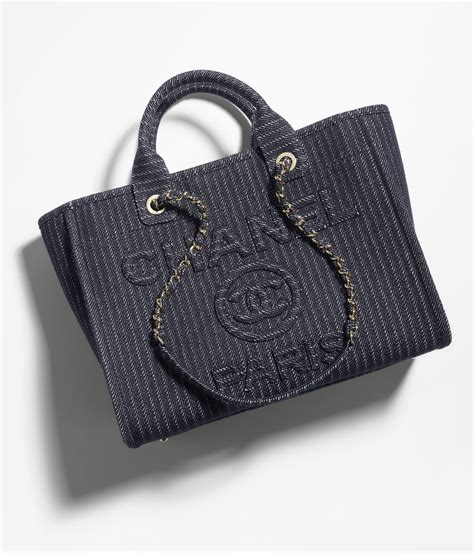 chanel 3351q|Shopping bag, Denim & gold.